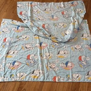 VINTAGE 1968 Retro *PEANUTS Snoopy Schultz Fitted & Flat SHEET Bedding 66x94